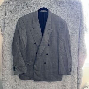 Mens Grey Double Breasted Suit Jacket Blazer